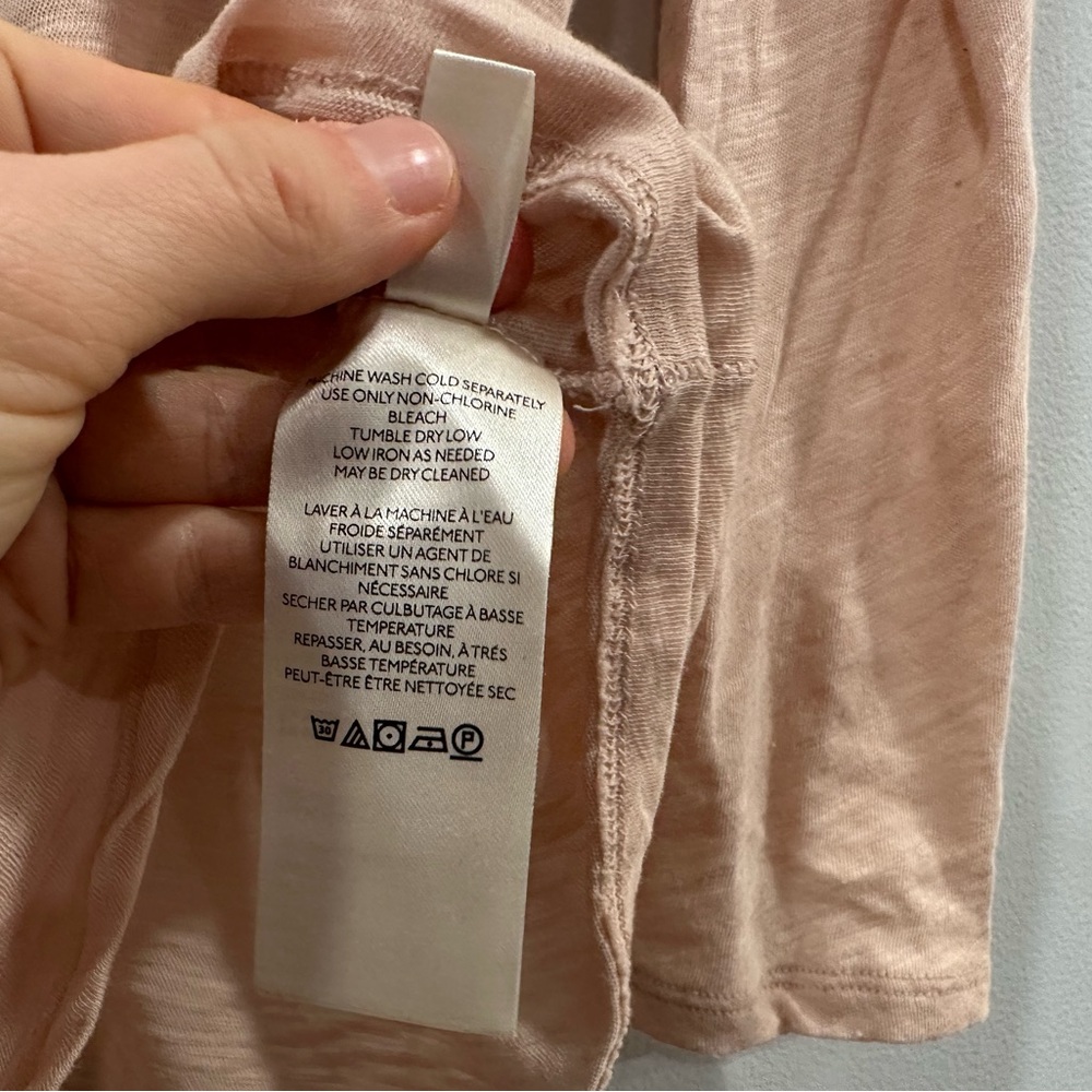 Free People Betty Tee Shirt Light Pink Long Sleeve Large L - Picture 9 of 10